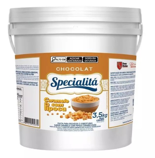 SPECIALITÁ PASTA RECHEIO E COBERTURA 3,5KG DUAS RODAS CARAMELO COM PIPOCA (A3-PL19)